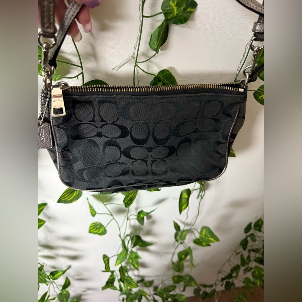 COACH Black Metallic Signature Canvas Top Handle Crossbody Bag - Picture 2 of 5